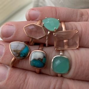 Lot of 6 gemstone rings sizes vary 9- 10